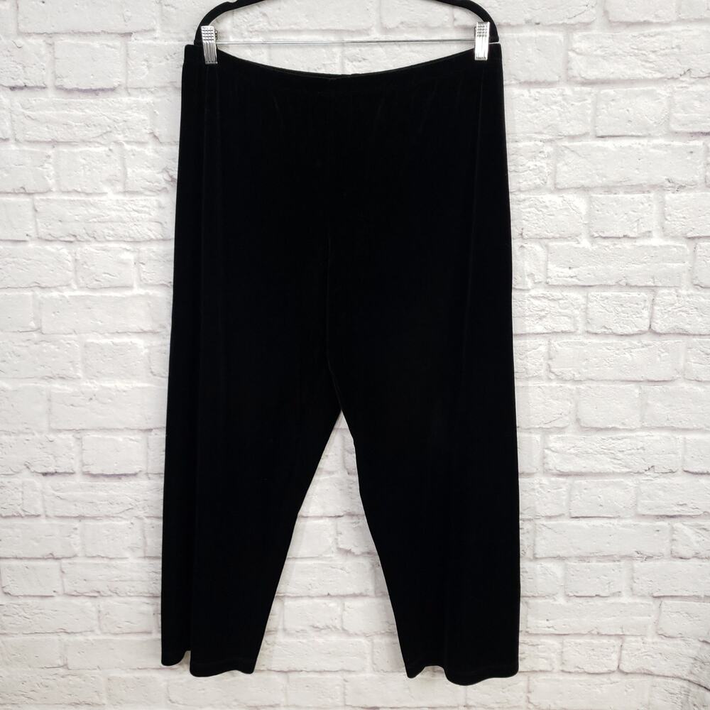 Chico's Design Sz 3 Black Velvet Elastic Waist Pull On Pants Chicos Sz XL 16